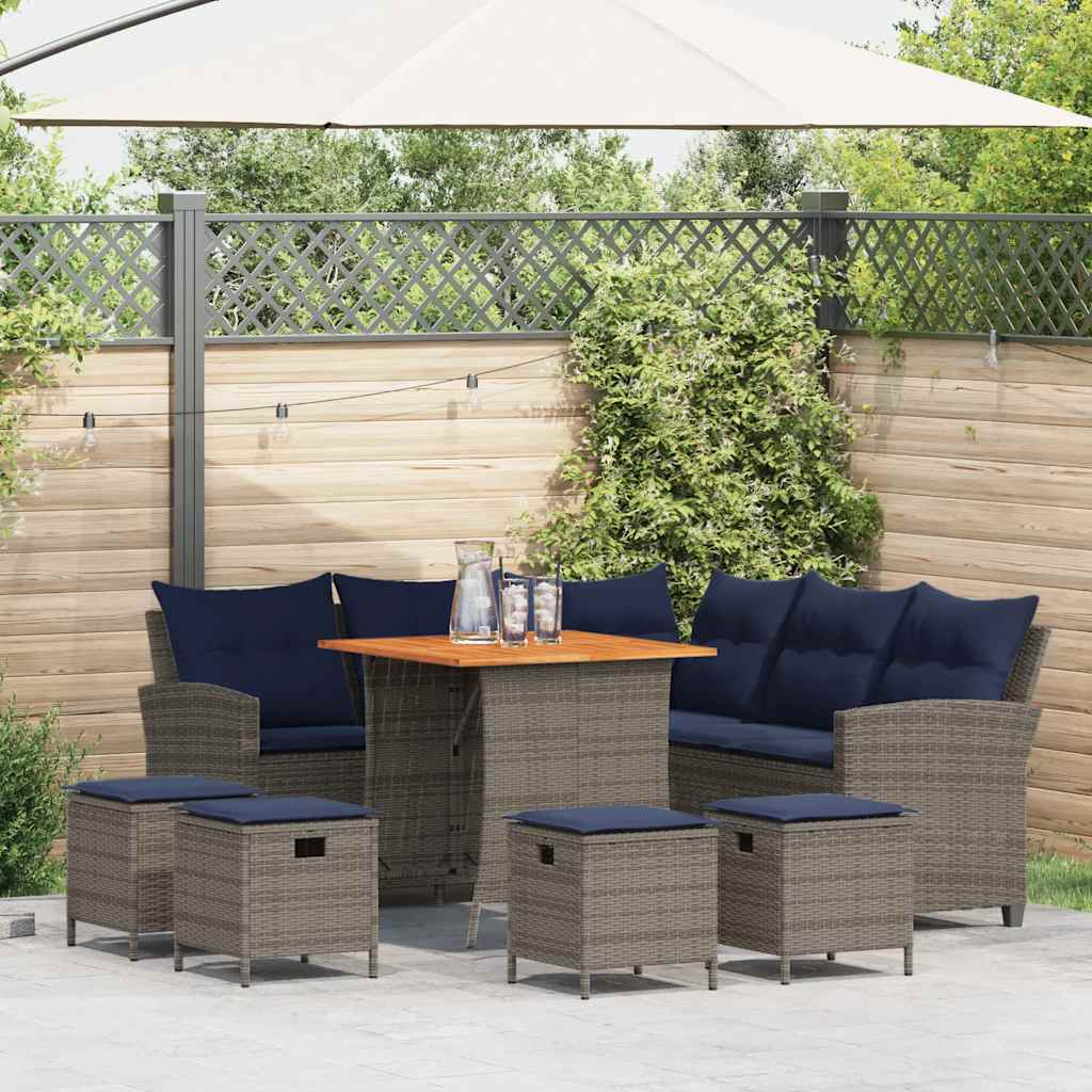 Set Divani da Giardino 6 pz con Cuscini a Forma di L Polyrattan | homemem39