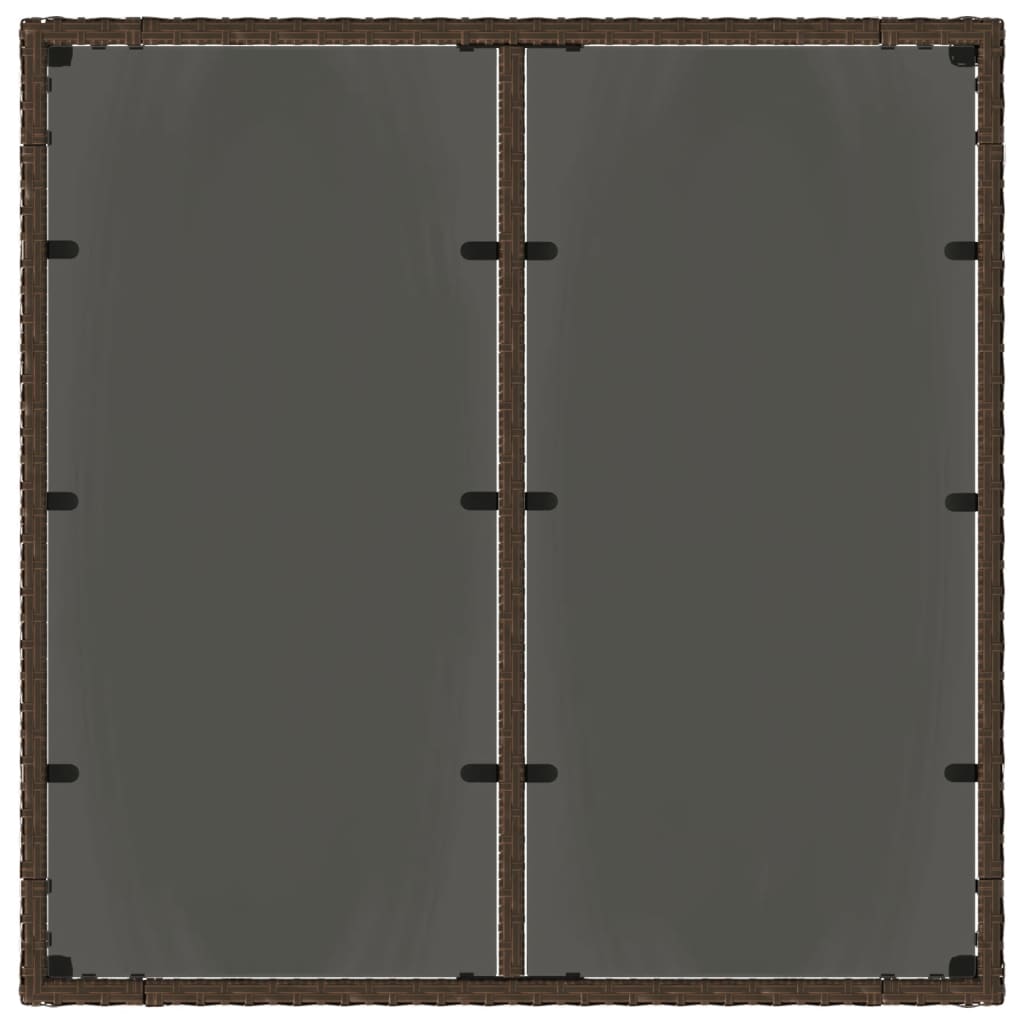 Tavolo da Giardino Piano in Vetro Marrone 90x90x75cm Polyrattan - homemem39