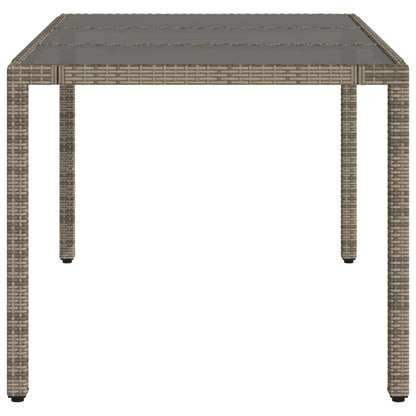 Tavolo da Giardino Piano in Vetro Grigio 150x90x75cm Polyrattan - homemem39