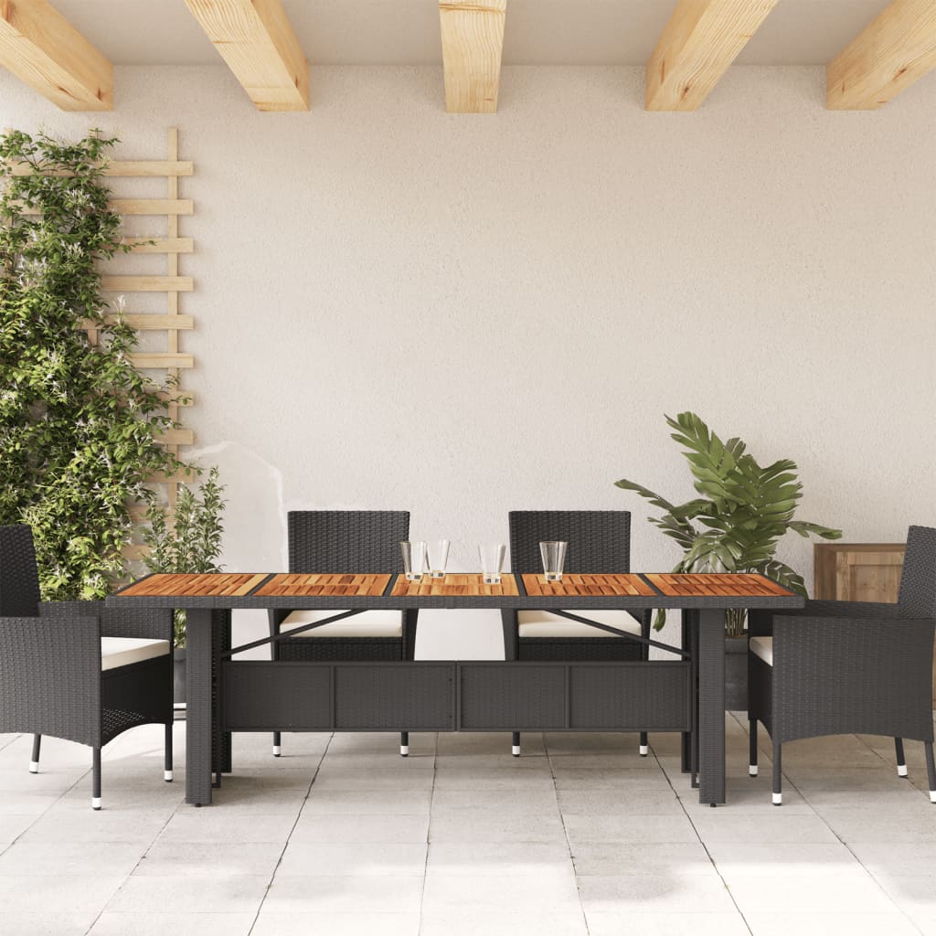 Tavolo Giardino Piano Legno Acacia Nero 240x90x75 cm Polyrattan - homemem39