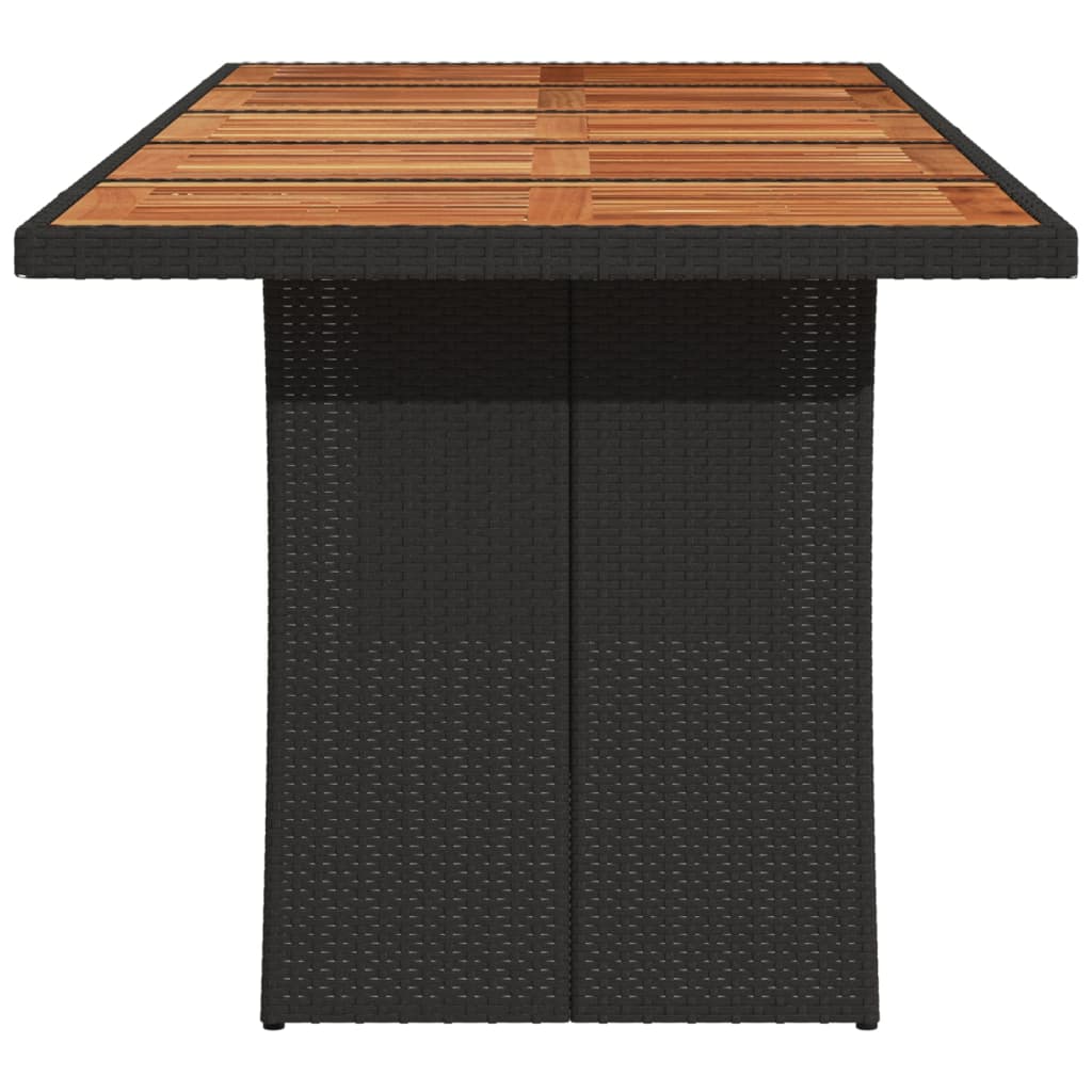 Tavolo Giardino Piano Legno Acacia Nero 240x90x75 cm Polyrattan | homemem39