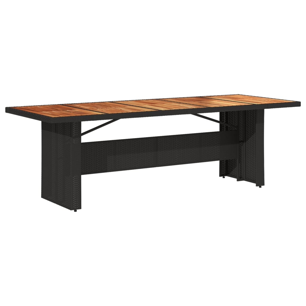 Tavolo Giardino Piano Legno Acacia Nero 240x90x75 cm Polyrattan | homemem39