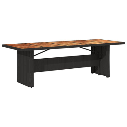 Tavolo Giardino Piano Legno Acacia Nero 240x90x75 cm Polyrattan | homemem39