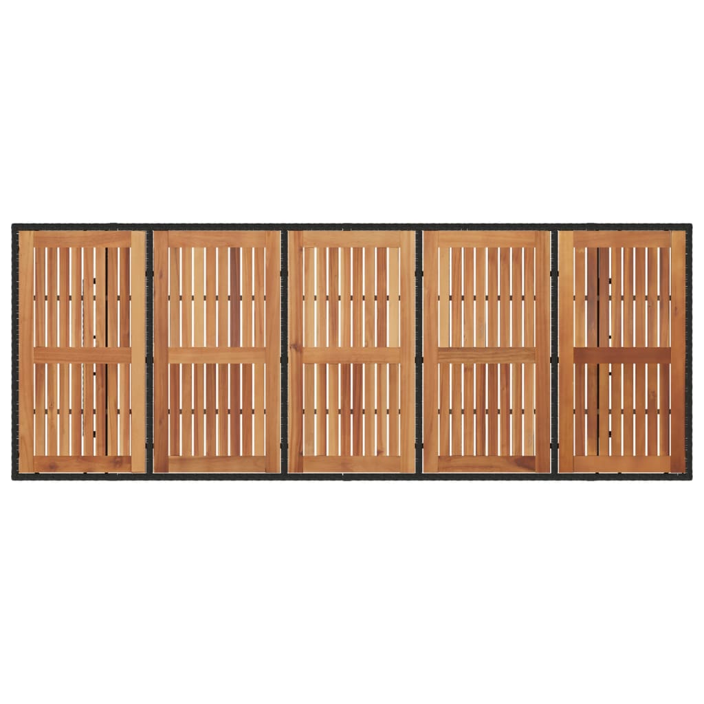 Tavolo Giardino Piano Legno Acacia Nero 240x90x75 cm Polyrattan | homemem39