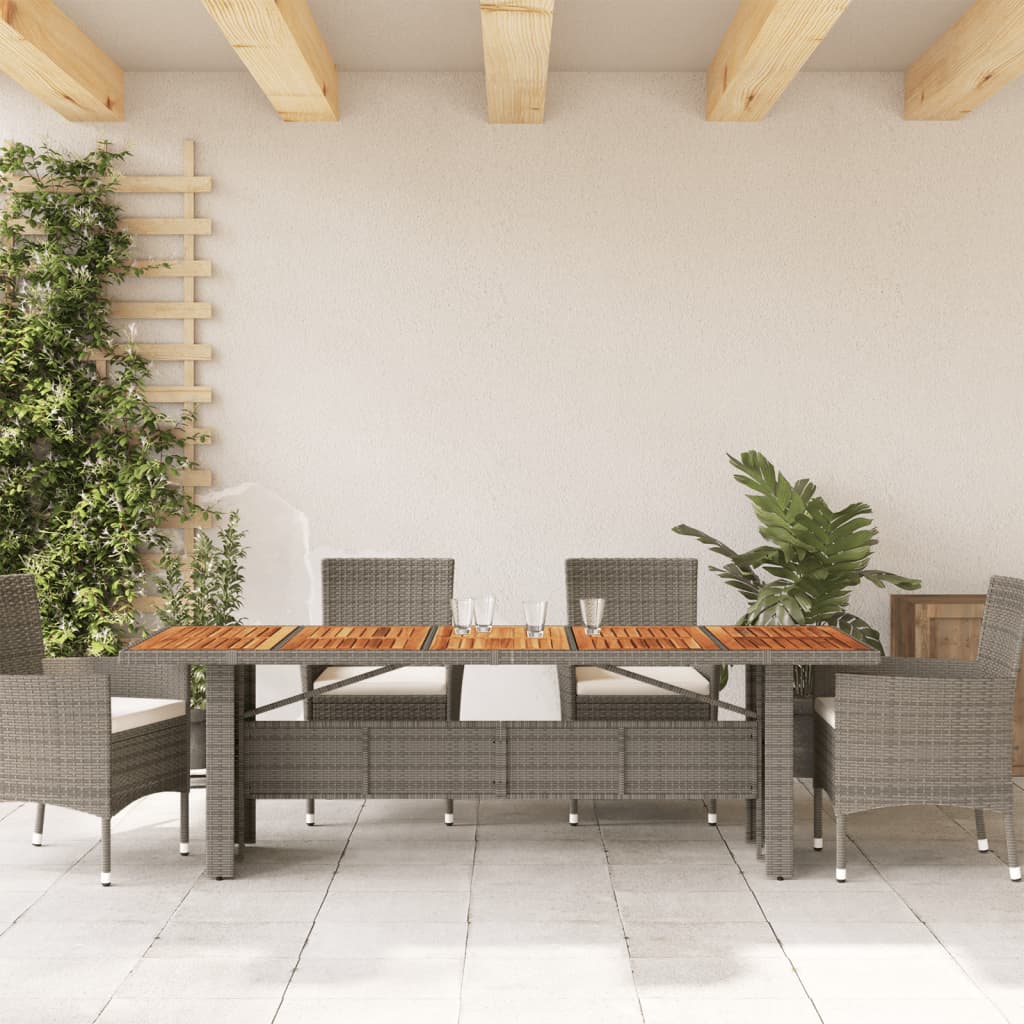 Tavolo Giardino Piano Legno Acacia Grigio 240x90x75 Polyrattan - homemem39