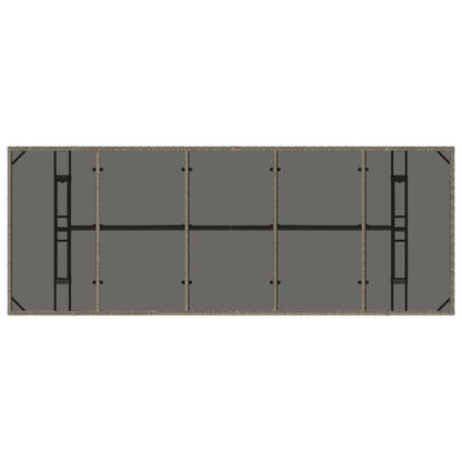 Tavolo da Giardino Piano in Vetro Grigio 240x90x75cm Polyrattan