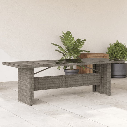 Tavolo da Giardino Piano in Vetro Grigio 240x90x75cm Polyrattan - homemem39