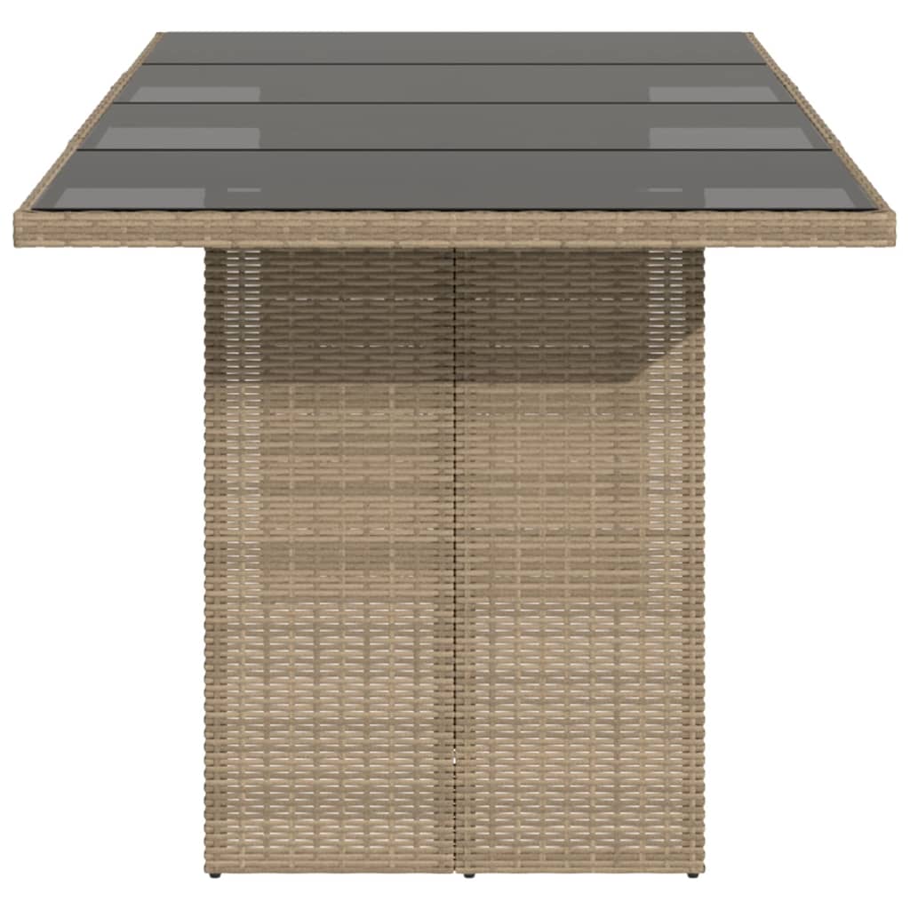 Tavolo da Giardino Piano in Vetro Beige 190x80x75 cm Polyrattan | homemem39