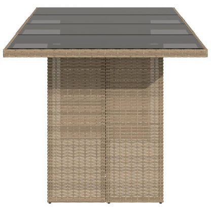 Tavolo da Giardino Piano in Vetro Beige 190x80x75 cm Polyrattan | homemem39