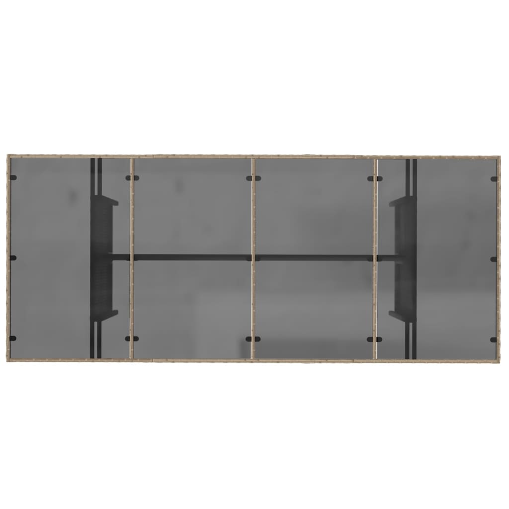 Tavolo da Giardino Piano in Vetro Beige 190x80x75 cm Polyrattan | homemem39