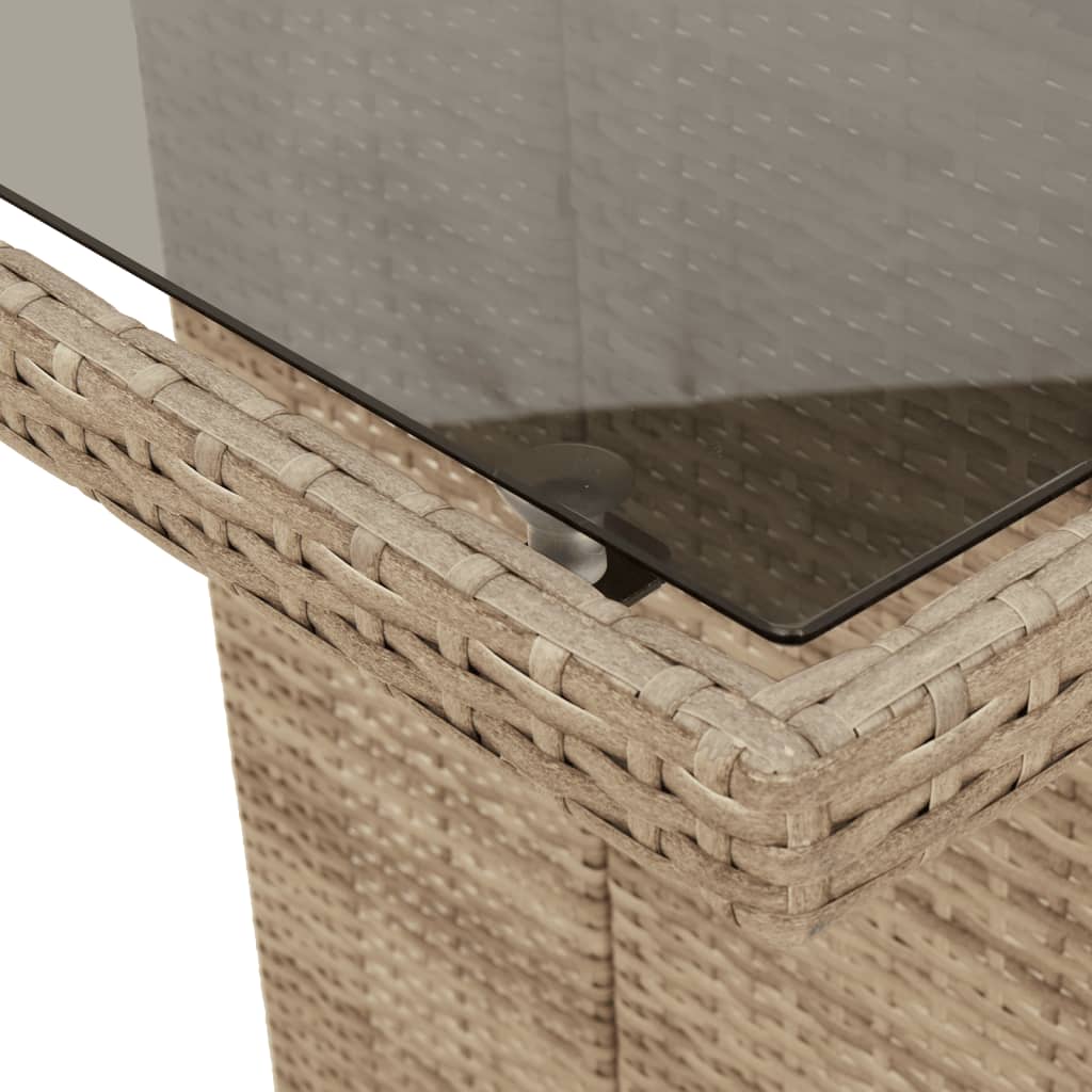 Tavolo da Giardino Piano in Vetro Beige 190x80x75 cm Polyrattan - homemem39