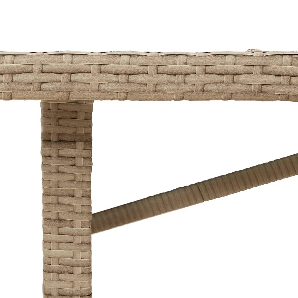 Tavolo da Giardino Piano in Vetro Beige 190x80x75 cm Polyrattan | homemem39
