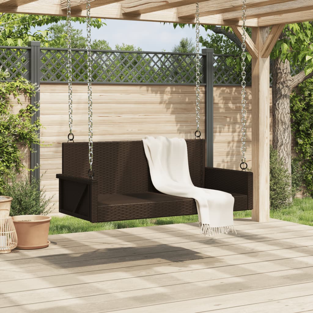 Panchina a Dondolo Marrone 119x56x48 cm in Polyrattan | homemem39