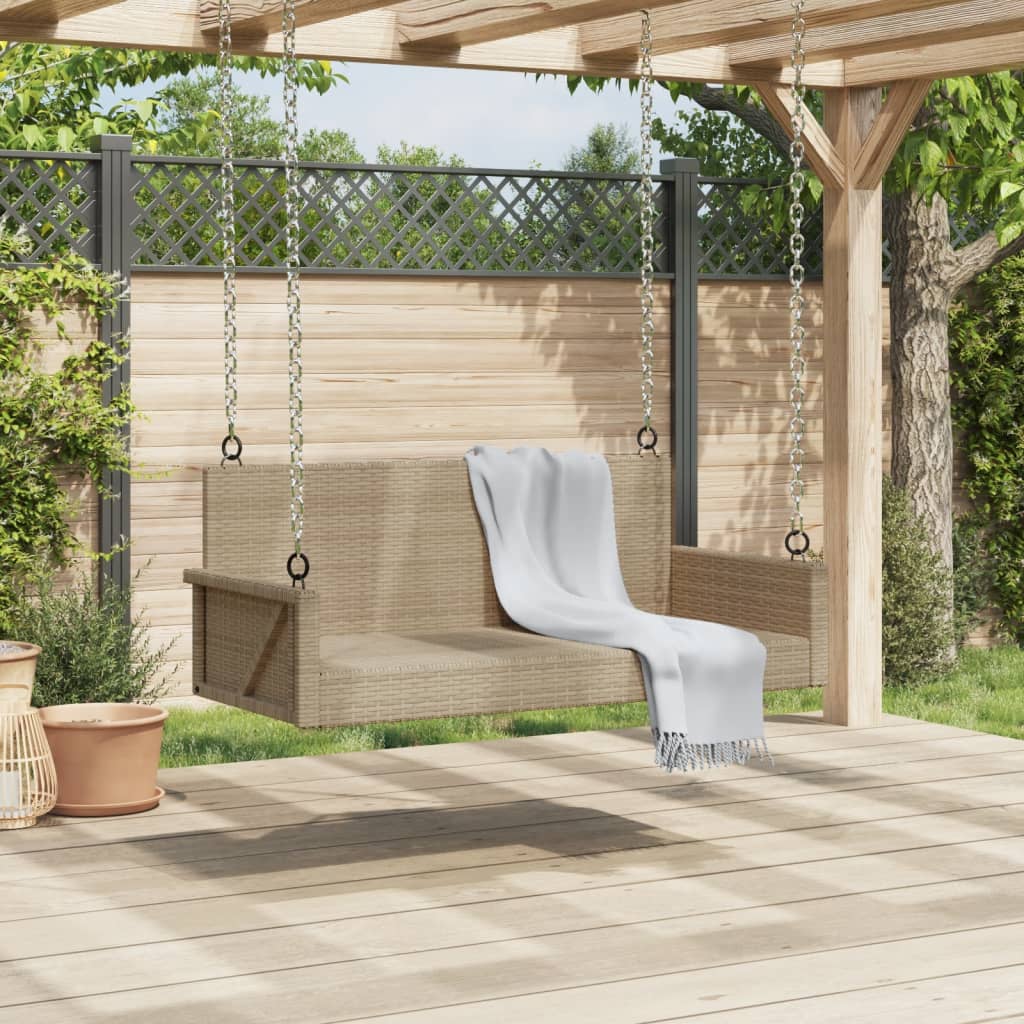 Panchina a Dondolo Beige 119x56x48 cm in Polyrattan | homemem39