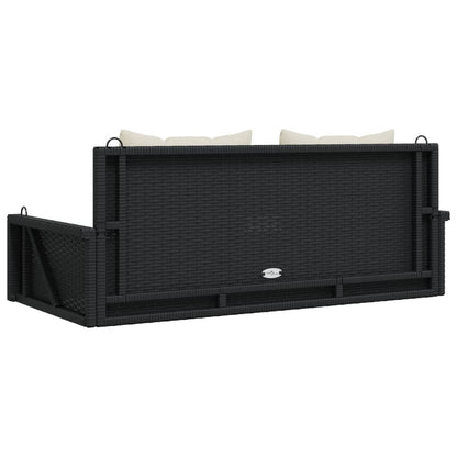 Panca a Dondolo con Cuscini Nera 119x56x48 cm in Polyrattan | homemem39