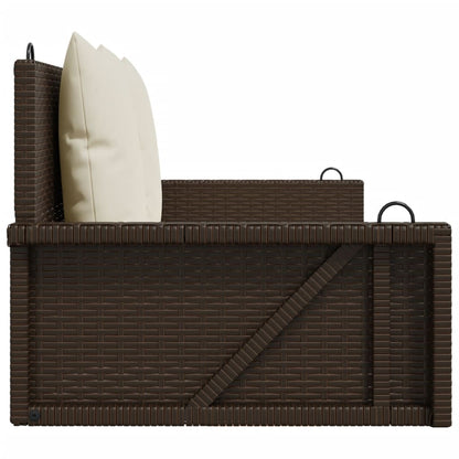 Panchina a Dondolo con Cuscini Marrone 119x56x48 cm Polyrattan | homemem39