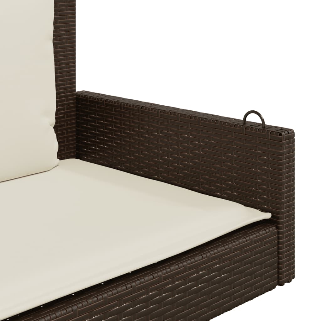 Panchina a Dondolo con Cuscini Marrone 119x56x48 cm Polyrattan | homemem39
