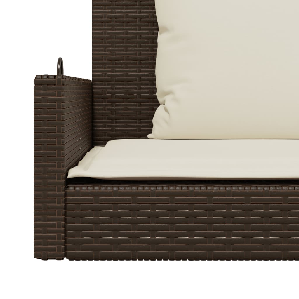 Panchina a Dondolo con Cuscini Marrone 119x56x48 cm Polyrattan | homemem39