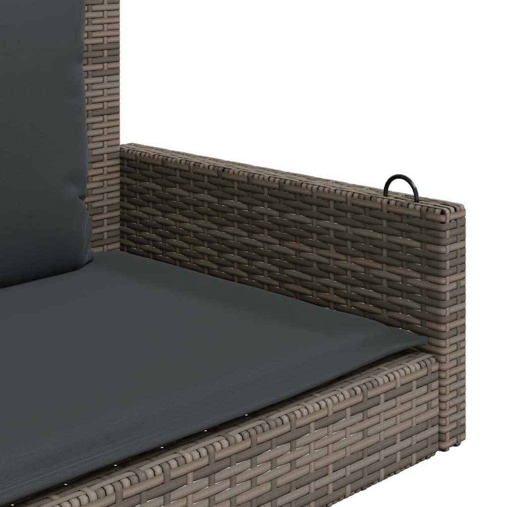 Panchina Dondolo con Cuscini Grigia 119x56x48 cm in Polyrattan | homemem39