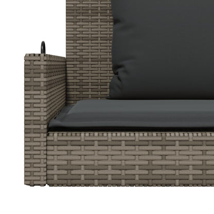 Panchina Dondolo con Cuscini Grigia 119x56x48 cm in Polyrattan | homemem39