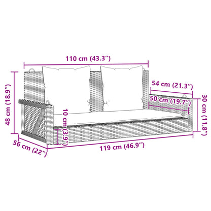 Panchina Dondolo con Cuscini Grigia 119x56x48 cm in Polyrattan | homemem39