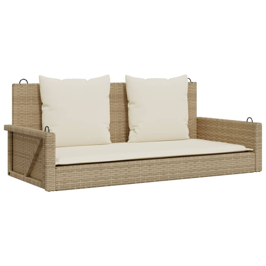 Panchina a Dondolo con Cuscini Beige 119x56x48 cm in Polyrattan | homemem39