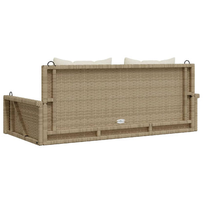 Panchina a Dondolo con Cuscini Beige 119x56x48 cm in Polyrattan | homemem39