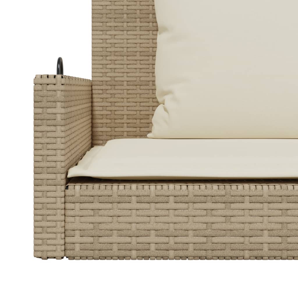 Panchina a Dondolo con Cuscini Beige 119x56x48 cm in Polyrattan | homemem39