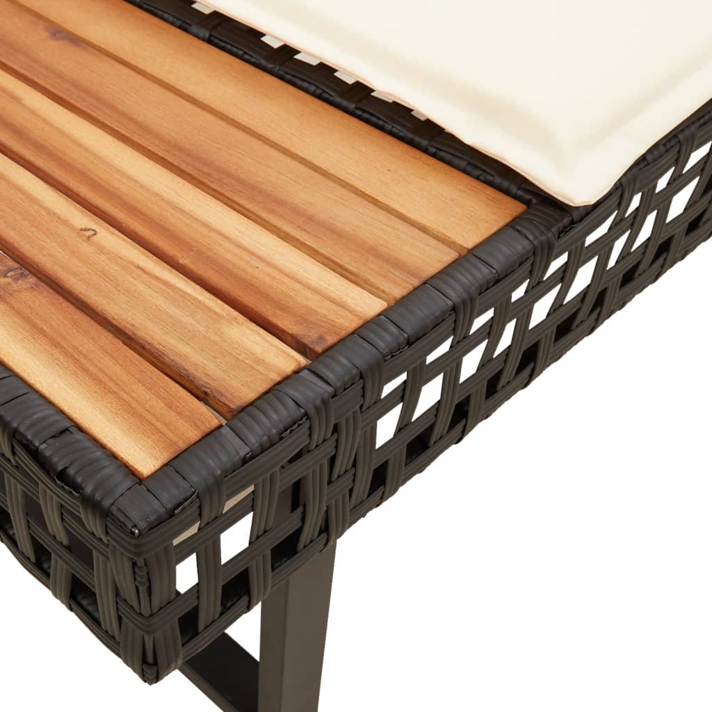 Divano da Giardino con Cuscini a L Nero in Polyrattan e Acacia | homemem39