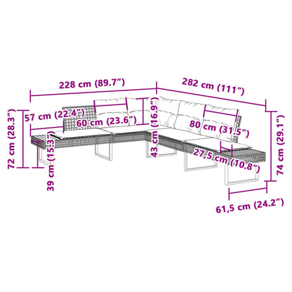 Divano da Giardino con Cuscini a L Nero in Polyrattan e Acacia | homemem39