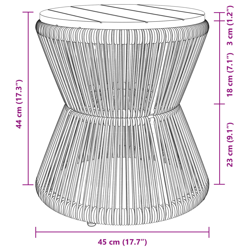 Tavolino Base in Filo Metallico Nero Ø 45x44 cm Massello Acacia - homemem39
