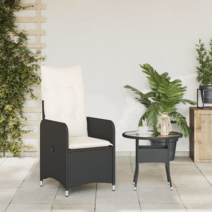 Sedia Reclinabile da Giardino con Cuscini Nera in Polyrattan - homemem39