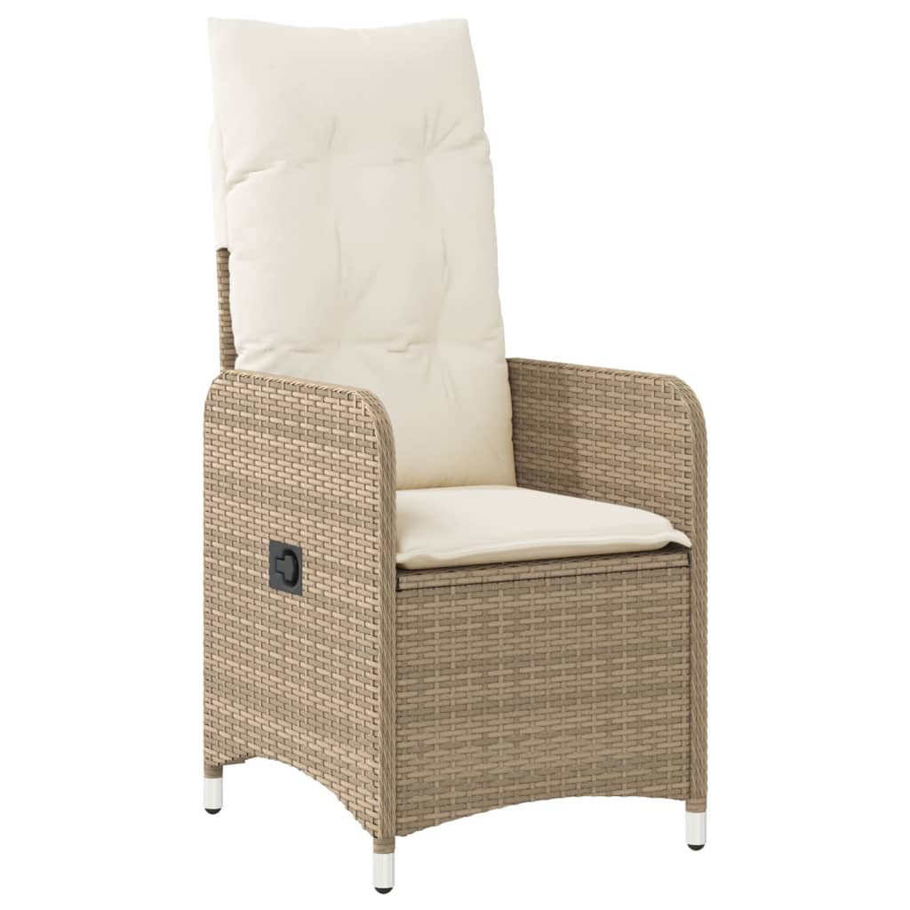 Sedia Reclinabile da Giardino con Cuscini Beige in Polyrattan - homemem39