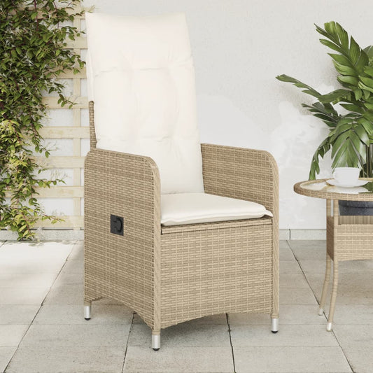 Sedia Reclinabile da Giardino con Cuscini Beige in Polyrattan - homemem39