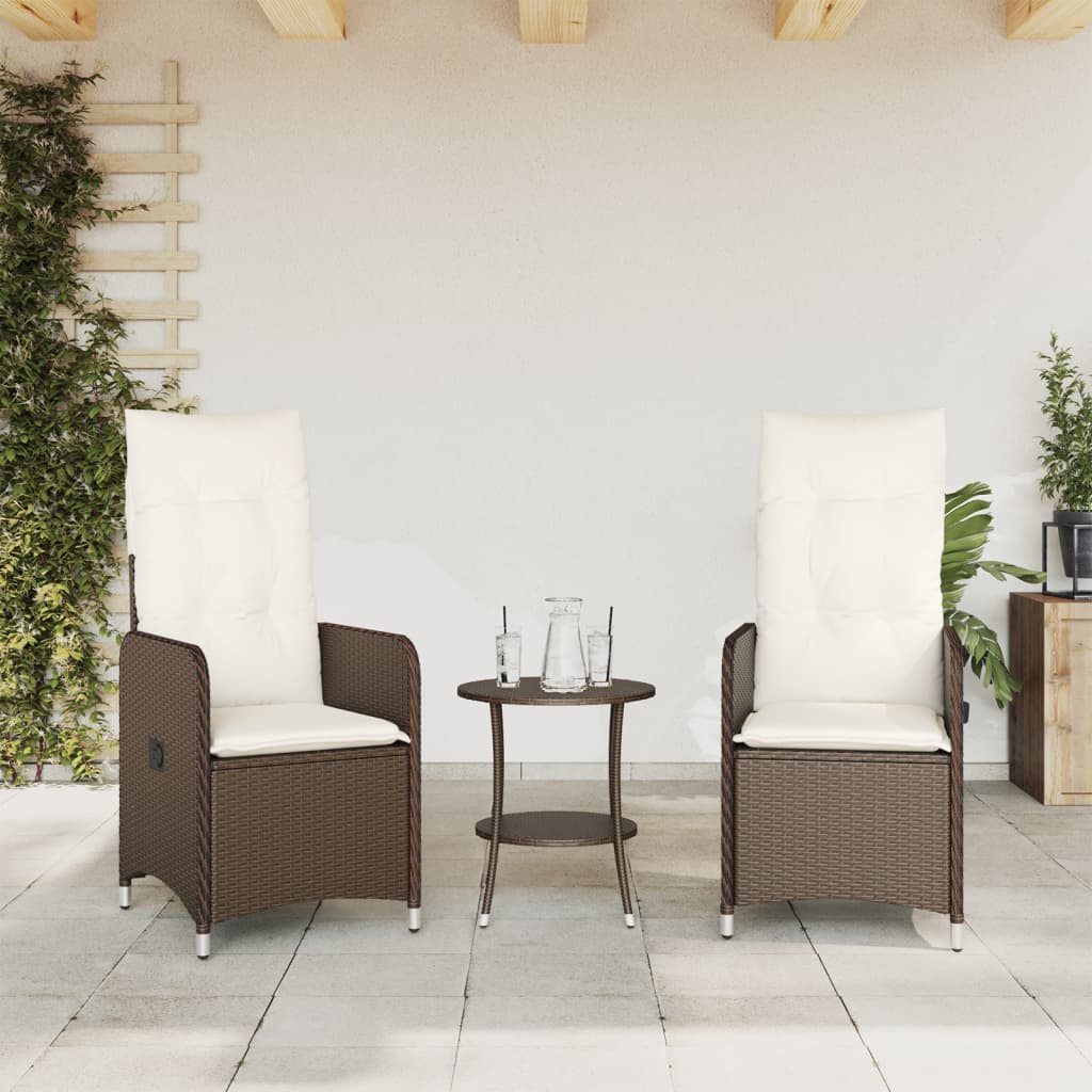 Sedie Reclinabili Giardino 2pz con Cuscini Marrone Polyrattan - homemem39