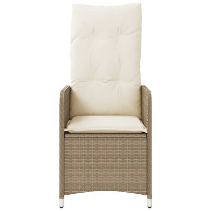 Sedie Reclinabili da Giardino 2pz con Cuscini Beige Polyrattan