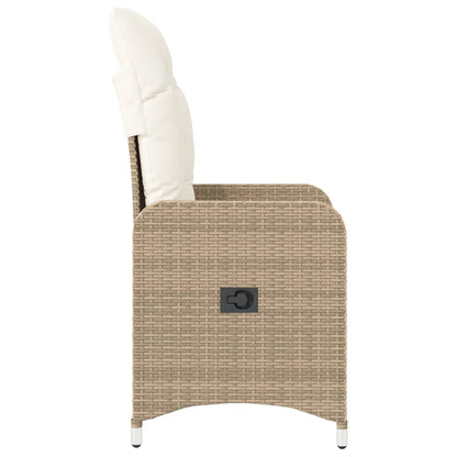 Sedie Reclinabili da Giardino 2pz con Cuscini Beige Polyrattan