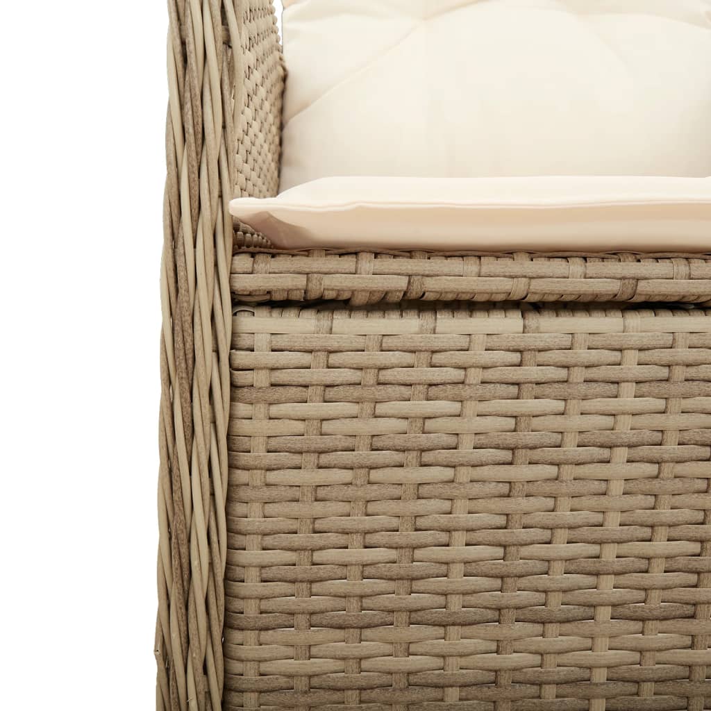 Sedie da Giardino Reclinabili 2pz con Tavolino Polyrattan Beige