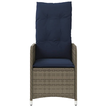 Sedie da giardino reclinabili 2 pz con tavolo grigio in polyrattan