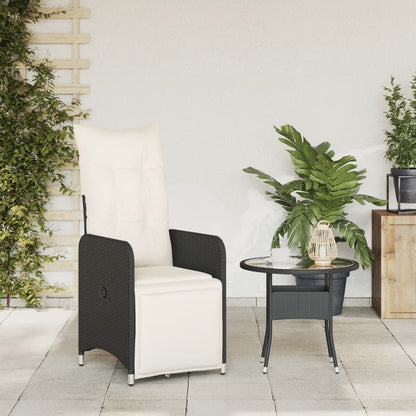 Sedia Reclinabile da Giardino con Cuscini Nera in Polyrattan - homemem39