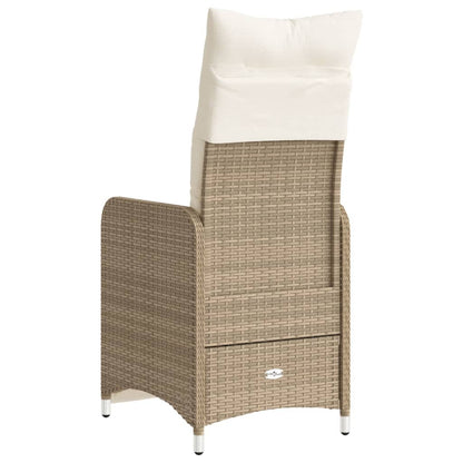 Sedia Reclinabile da Giardino con Cuscini Beige in Polyrattan