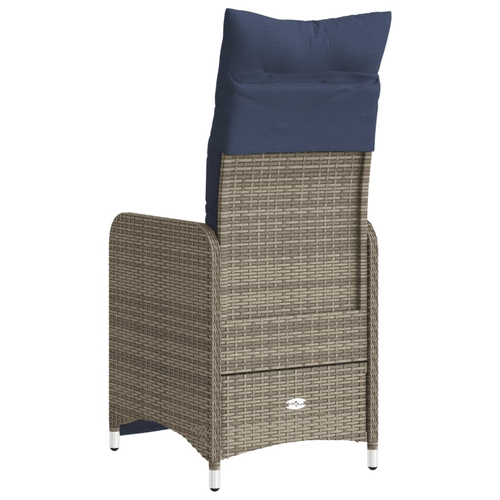 Sedia da giardino reclinabile con cuscini grigia in polyrattan
