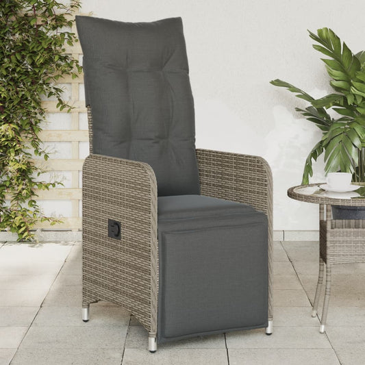 Sedie da Giardino Reclinabili 2 pz e Cuscini Grigio Polyrattan