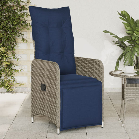 Sedie da giardino reclinabili 2 pz con cuscini grigie in polyrattan