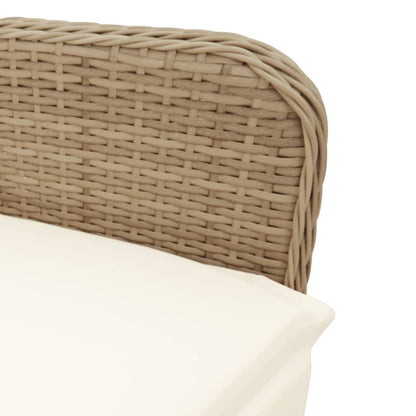 Sedie da Giardino Reclinabili 2pz con Tavolino Polyrattan Beige