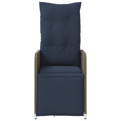 Sedie da giardino reclinabili 2 pz con tavolo grigio in polyrattan