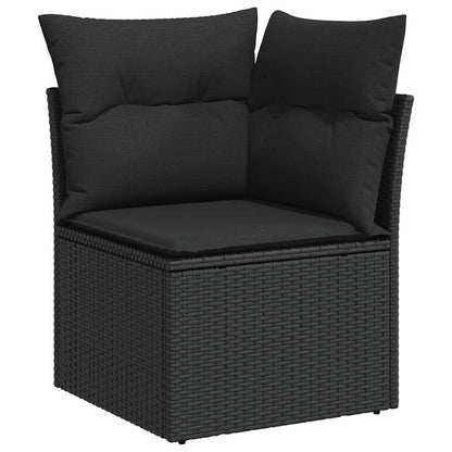 Divano da giardino angolare con cuscini nero in polyrattan | homemem39