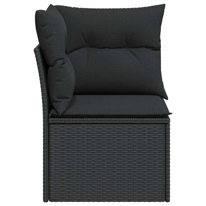 Divano da giardino angolare con cuscini nero in polyrattan | homemem39