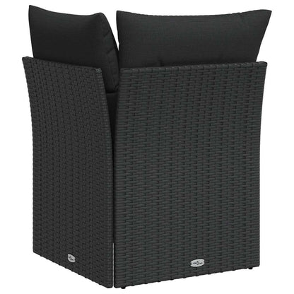 Divano da giardino angolare con cuscini nero in polyrattan | homemem39