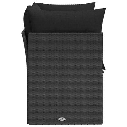 Divano da giardino con cuscini 2 posti nero in polyrattan | homemem39